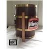 Image 1 : HIRES ROOT BEER KEG WITH SIGN (WOODEN WITH METAL STRAPS)
