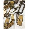 Image 2 : LOT OF DOOR HARDWARE, KNOBS, HINGER, METAL WHEELS, ETC.