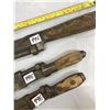 Image 3 : 3 VINTAGE WOODEN HANDLED CRESCENT WRENCHES - THE LARGE ONE IS STAMPED CPR