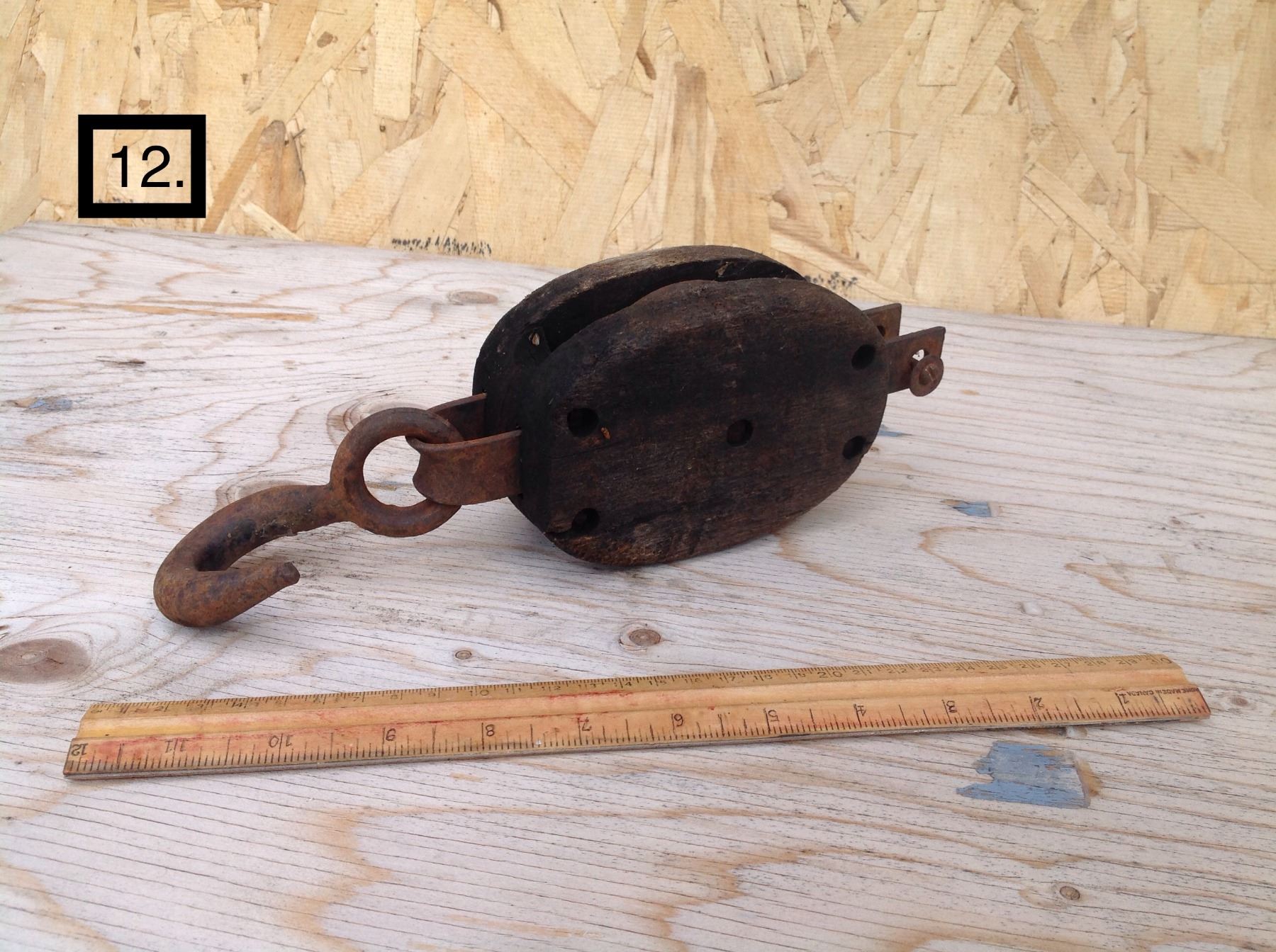 Old Rope Pully VINTAGE WOODEN ROPE PULLEY