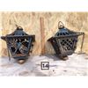 Image 1 : CAST IRON OUTDOOR HANGING LAMPS FOR CANDLES, DRAGONFLY MOTIF