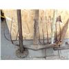 Image 2 : OLD PICK, LOGGERS TOOL, 2 FORK ENDS,POST HOLE AUGER,TAMPER,GARDEN SURFACE HOE