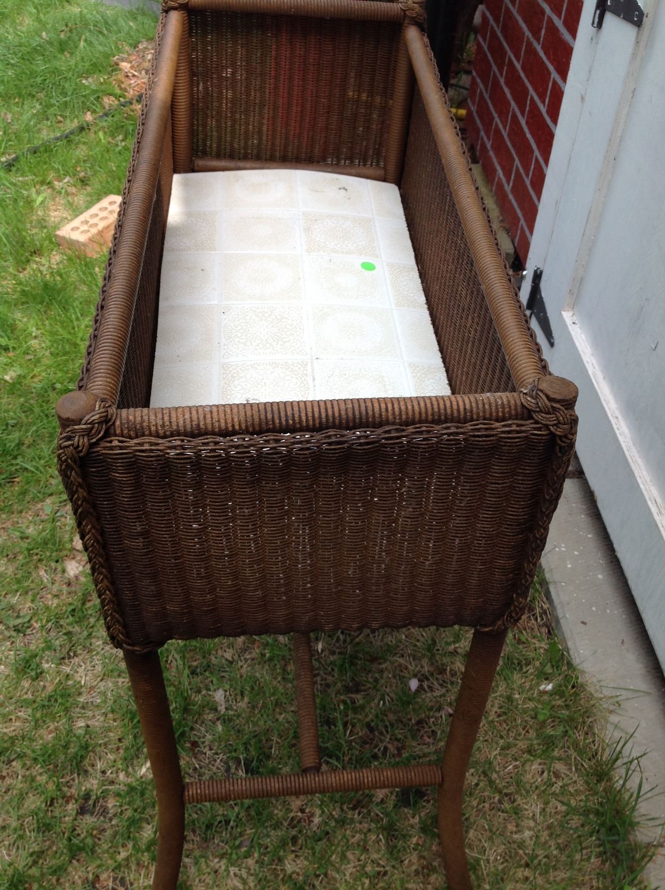 36 INCH OLD WICKER PLANT BOX