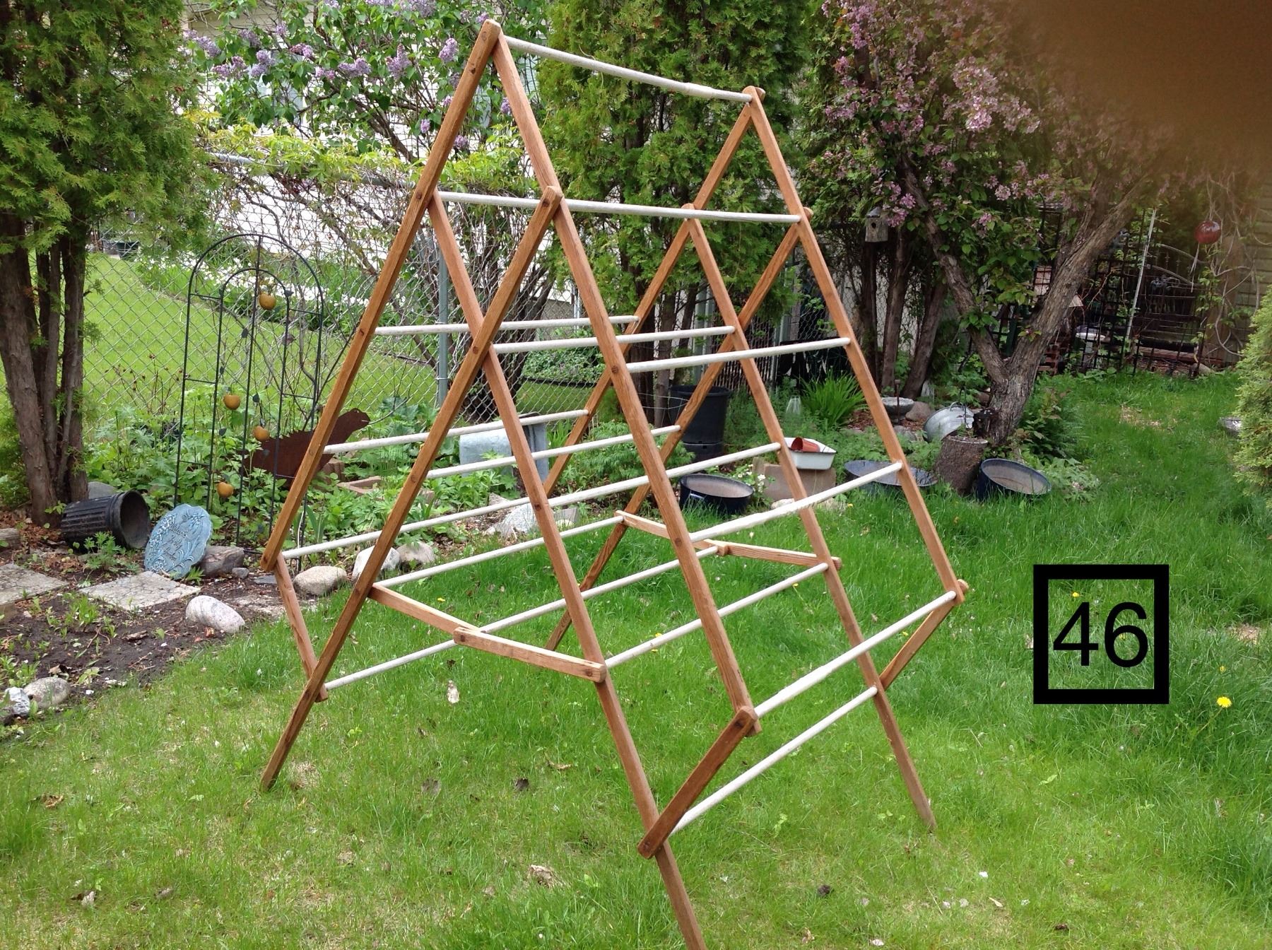 OLD WOODEN, FOLDING, CLOTHES DRYING RACK - Schmalz Auctions
