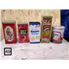 Image 1 : 5 TALL METAL KITCHEN PRODUCT TINS. SUNSHINE SALTINES, RITZ CRACKERS, PASTA, UNCLE BENS RICE, CHRISTI