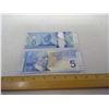 Image 1 : TWO BANK OF CANADA FIVE DOLLAR BILLS