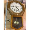 Image 1 : EILERS LTD. DIAMOND ANTIQUE WOODEN CLOCK W/ KEY AND PENDULUM