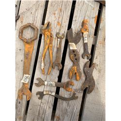7 VINTAGE WRENCHES AND PLIERS
