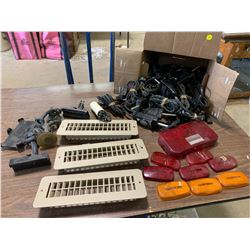 BOX OF AIR VENTS, HEATING ELEMENTS, AND OTHER ACCESSORIES