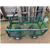 Image 1 : GREEN METAL YARDWOK WAGON W/ RUBBER WHEELS (WHEELS NEED TO BE REPLACED/FILLED WITH AIR)