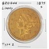 Image 1 : 1875-S Type 2 $20 Liberty Head Double Eagle Gold Coin