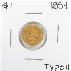 1854 Type II $1 Indian Princess Head Gold Dollar Coin