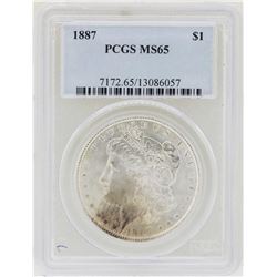 1887 $1 Morgan Silver Dollar Coin PCGS MS65