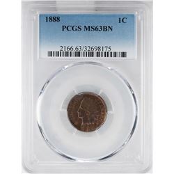 1888 Indian Head Cent Coin PCGS MS63BN