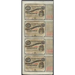 Uncut Sheet of (4) State of Louisiana Baby Bond Obsolete Notes