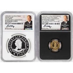 1792-2017 Half Disme 1/10 oz. Gold & 1oz. Silver Medals NGC PF70 W/ Moy Signature Set