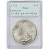 Image 1 : 1921 $1 Morgan Silver Dollar Coin PCGS MS64 Old Green Rattler