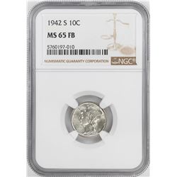 1942-S Mercury Dime Coin NGC MS65FB