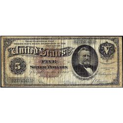 1886 $5 Silver Dollar Back Silver Certificate Note