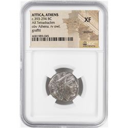 393-294 BC Attica Athens AR Tetradrachm Athena Owl Coin NGC XF