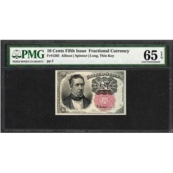 1874 10 Cent Fifth Issue Fractional Currency Note Fr.1265 PMG Gem Uncirculated 65EPQ