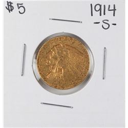 1914-S $5 Indian Head Half Eagle Gold Coin