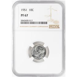 1951 Proof Roosevelt Dime Coin NGC PF67