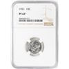 Image 1 : 1951 Proof Roosevelt Dime Coin NGC PF67