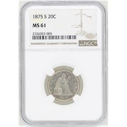 1875-S Twenty Cent Piece Coin NGC MS61