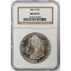 1881-S $1 Morgan Silver Dollar Coin NGC MS64 PL