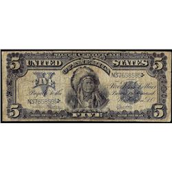 1899 $5 Indian Chief Silver Certificate Note