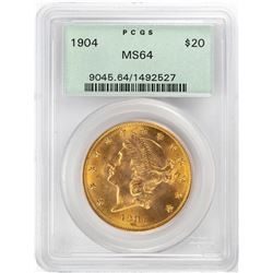 1904 $20 Liberty Head Double Eagle Gold Coin PCGS MS64 OGH