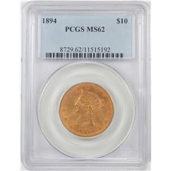 1894 $10 Liberty Head Eagle Gold Coin PCGS MS62