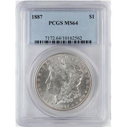 1887 $1 Morgan Silver Dollar Coin PCGS MS64