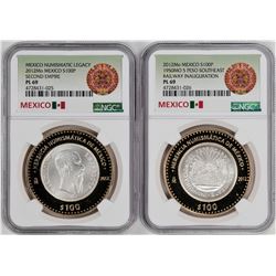 Lot of (2) 2012 Mexico Second Empire Coins NGC PL69