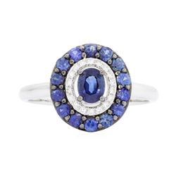 14KT White Gold 1.07 ctw Sapphire and Diamond Ring