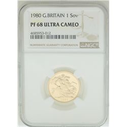 1980 Great Britain Sovereign Gold Coin NGC PF68 Ultra Cameo