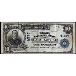 1902PB $10 First NB of Washington, North Carolina CH# 4997 National Currency Note