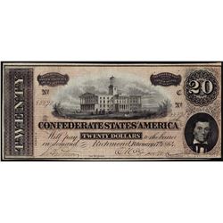 1864 $20 Confederate States of America Note