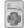 Image 1 : 1881 $1 Morgan Silver Dollar Coin NGC MS64