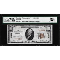1929 $10 NB of Seattle, WA CH# 11280 National Currency Note PMG Choice Very Fine 35
