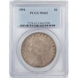 1894 $1 Morgan Silver Dollar Coin PCGS MS63