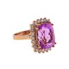 Image 2 : 14KT Rose Gold 11.42 ctw Kunzite and Diamond Ring