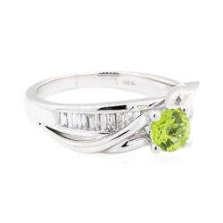 14KT White Gold Lady's 1.20 ctw Peridot and Diamond Ring