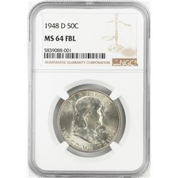 1948-D Franklin Half Dollar Coin NGC MS64FBL