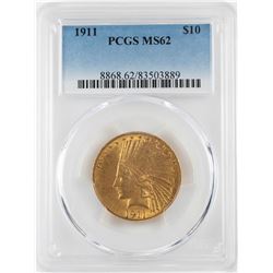 1911 $10 Indian Head Eagle Gold Coin PCGS MS62