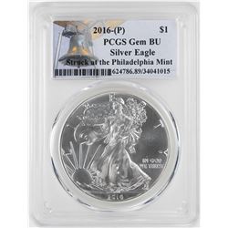 2016-P $1 American Silver Eagle Coin PCGS Gem BU Struck at the Philadelphia Mint