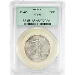 1942-D Walking Liberty Half Dollar Coin PCGS MS65 Old Green Holder