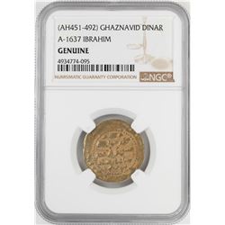 AH451-492 Ghaznavid Dinar A-1637 Ibrahim Gold Coin NGC Genuine