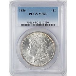 1886 $1 Morgan Silver Dollar Coin PCGS MS63